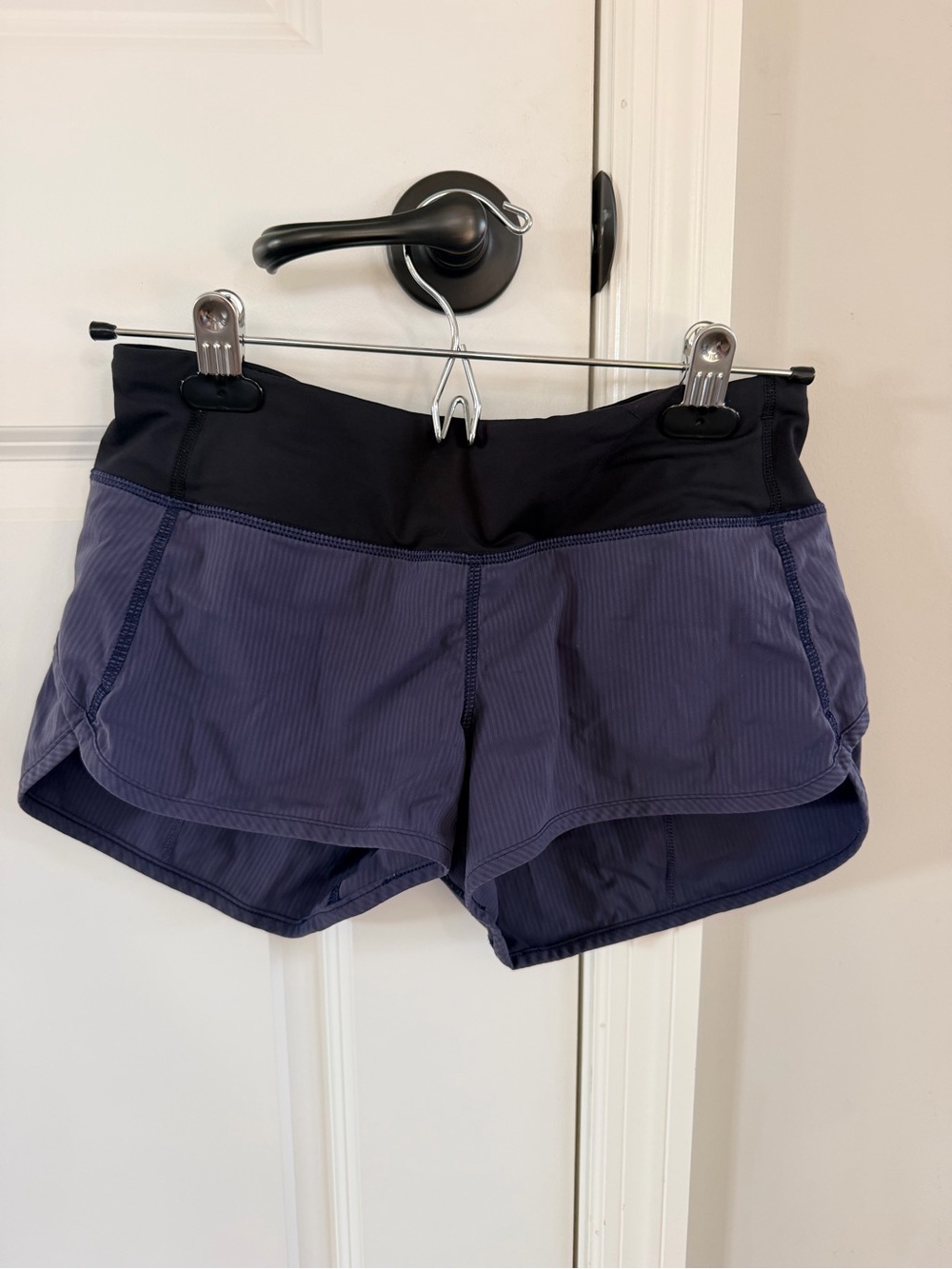 lululemon athletica Black Waistband and Deep Blue-Purple Athletic Shorts